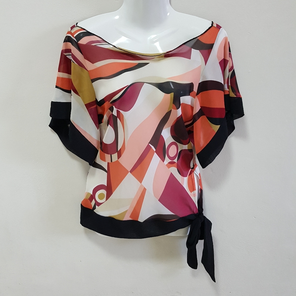 Honey Punch Top Retro Sheer Dolman Off shoulder S